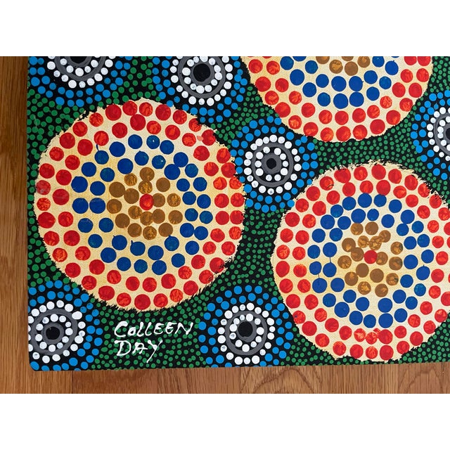 Authentic Aboriginal Art Purchased in Adelaide, Sa, Australia in 2012 "Seven Sister's" by Colleen Day For Sale - Image 4 of 10
