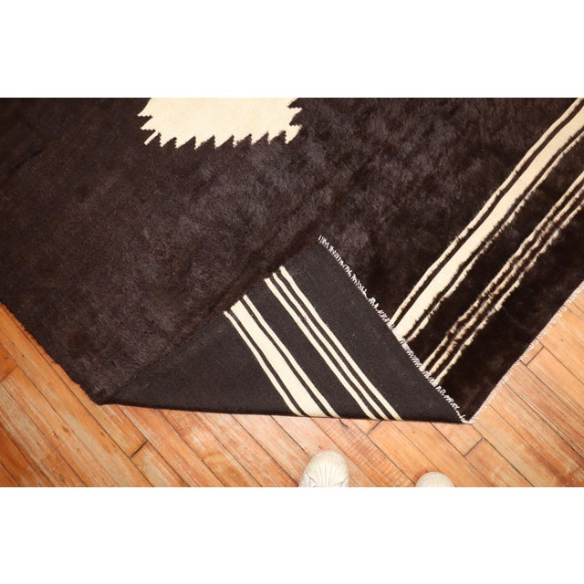 Turkish Turkish Black White Mohair Rug rug no.r5929 For Sale - Image 3 of 5
