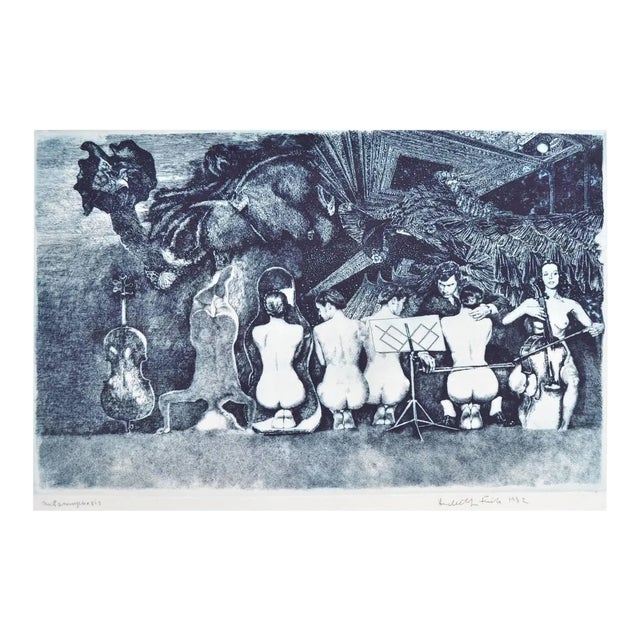 Herbert L. Fink Metamorphosis Figurative Surrealist Etching 1982 For Sale
