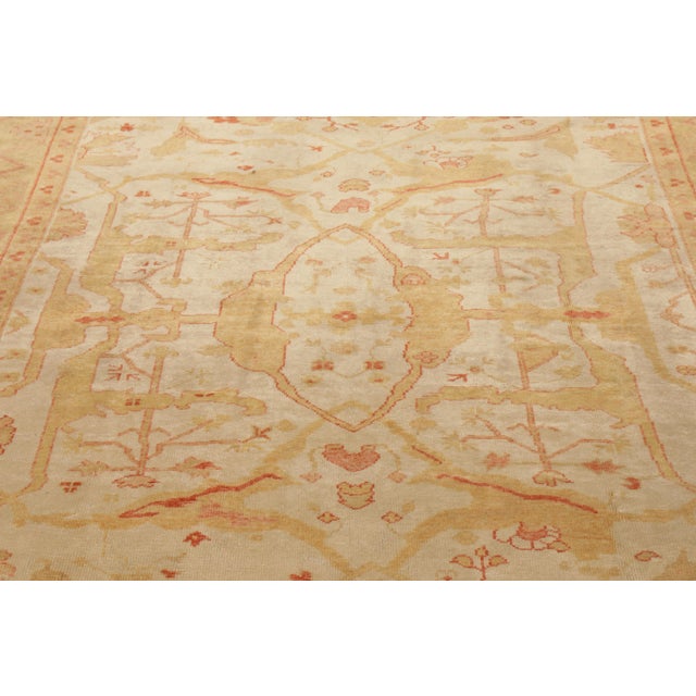 Traditional Vintage Oushak Rug in Gold & Orange With Floral Patterns - Rug & Kilim For Sale - Image 3 of 9