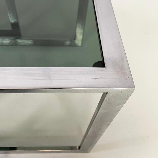 Italian Modern Trio of Coffee Tables in Smoked Glass and Metal, 1980s For Sale - Image 11 of 18
