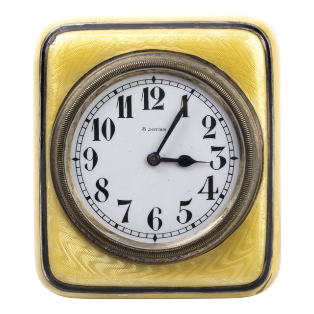 Art Deco Table Clock with Enamels from Huitaine, 1930s For Sale