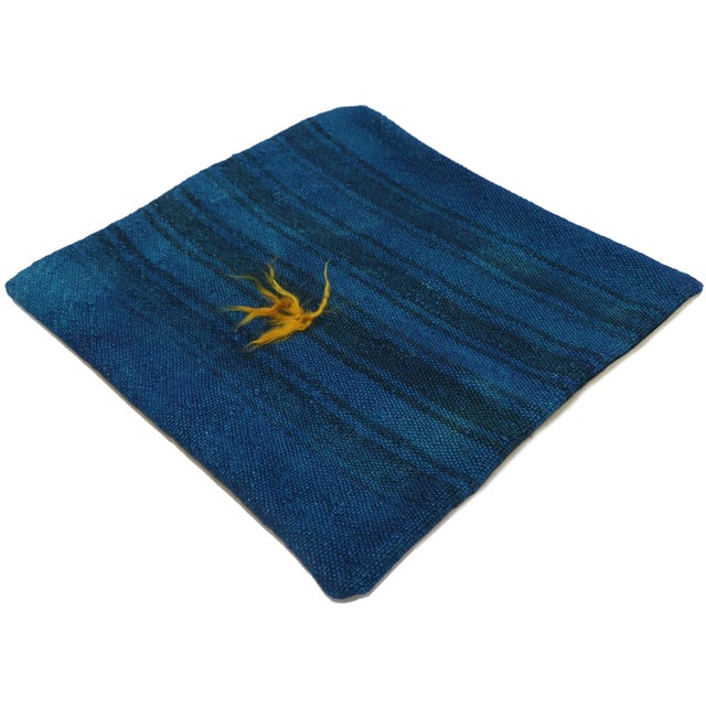 53639 Vintage Turkish Rug Pillow Cover, 01'05 x 01'06. This hand knotted wool vintage Turkish rug pillow cover...