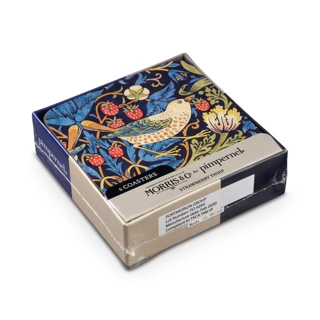 Spode Spode Morris & Co Strawberry Thief Blue Coasters, Set of 6 For Sale - Image 4 of 5