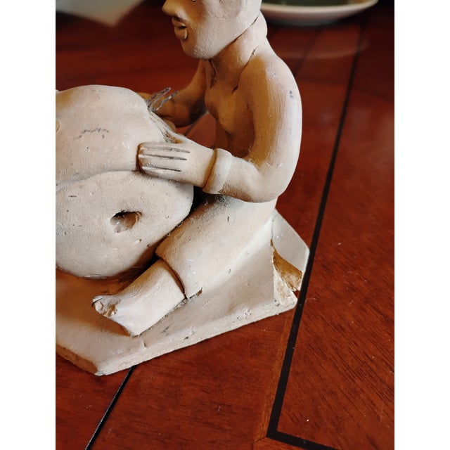 1970s Pair Vitalino Filho Caruaru Brazil Folk Art Terracotta Occupational Sculptures For Sale - Image 4 of 12
