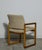 Pair Oak Sled or Loop Base Armchairs in Original Nubby Oatmeal Tweed, 1970s For Sale - Image 4 of 7