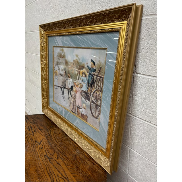 Antique Late 19th Century Chromolithograph Print “A Day in the Country For Sale - Image 9 of 12