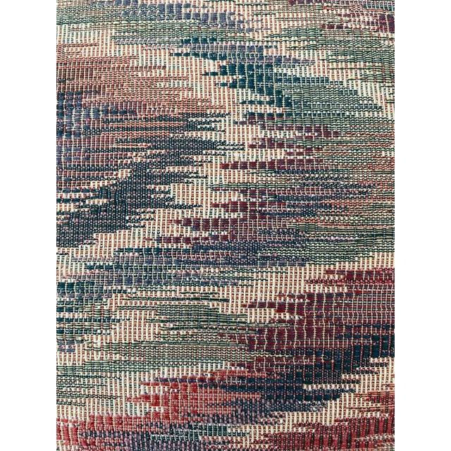 Custom-Made Designer, Flame Stitch Tapestry and Cotton Velvet Down-Filled Pillows. Green, Blue, Pink. Set of Two. For Sale - Image 9 of 9