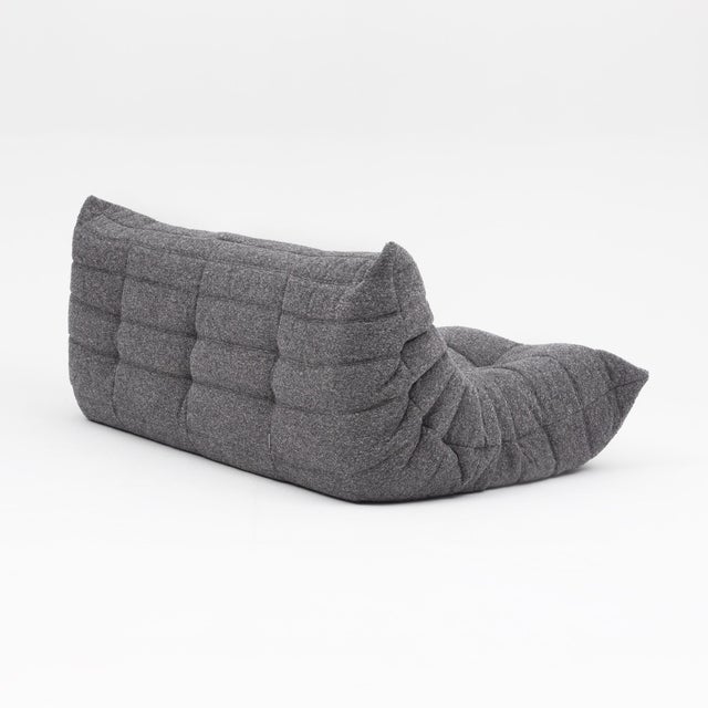 2000 - 2009 Vintage Ligne Roset Togo 3-Seater in Graphite Mélange Bouclé - Restored European Original For Sale - Image 5 of 17