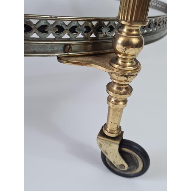 French Bar Table in Brass with Mirror-Finished Glass, 1960s For Sale - Image 6 of 13