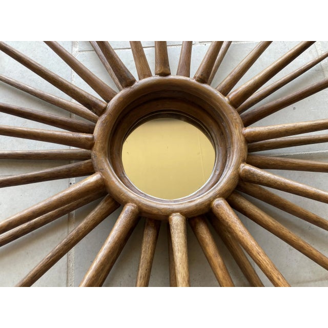 Circa 2013 Captivating Modern Three-Dimensional Layered Wooden Sunburst Mirror For Sale In Austin - Image 6 of 12