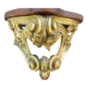 19thc French Rococo Heavy Louis XV Style Gilt Bronze Wall Console/ Display Shelf