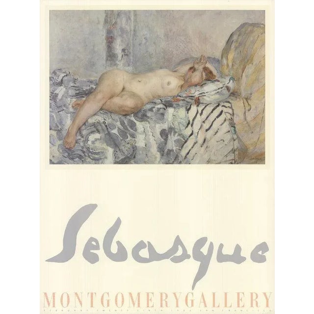 Spanish 1986 Henri Lebasque 'Reclining Nude on a Spanish Cushion' Blue & White Offset Lithograph For Sale - Image 3 of 3