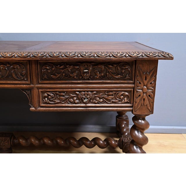 Wood Late 19th Century Neo-GothicOak Desk For Sale - Image 7 of 18
