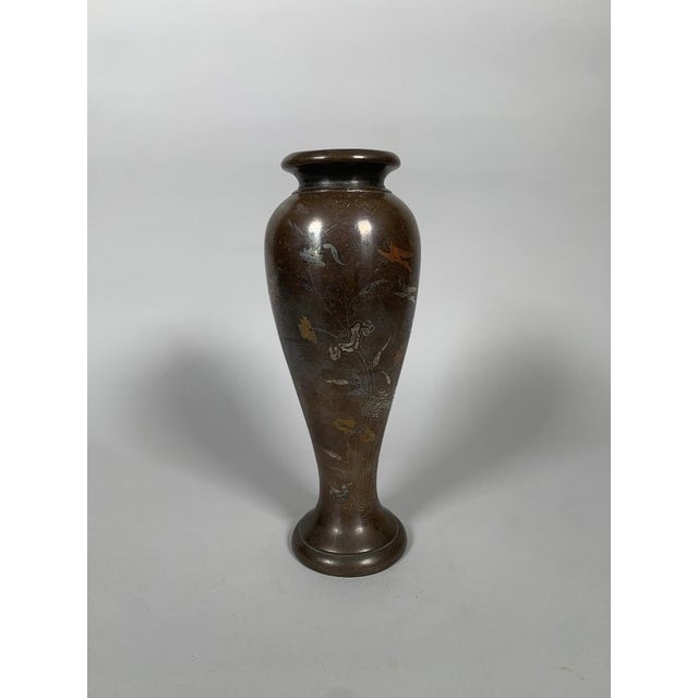 Nielloed bronze vase, Chinese or Vietnamese work, late 19th century For Sale