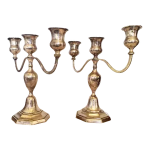 Mid 20th Century Silverplated Candelabras Pair