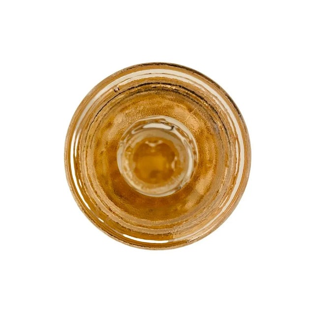 Pink Vintage Ethan Allen Peachy Pink Glass Candlesticks - Set of 2 For Sale - Image 8 of 9