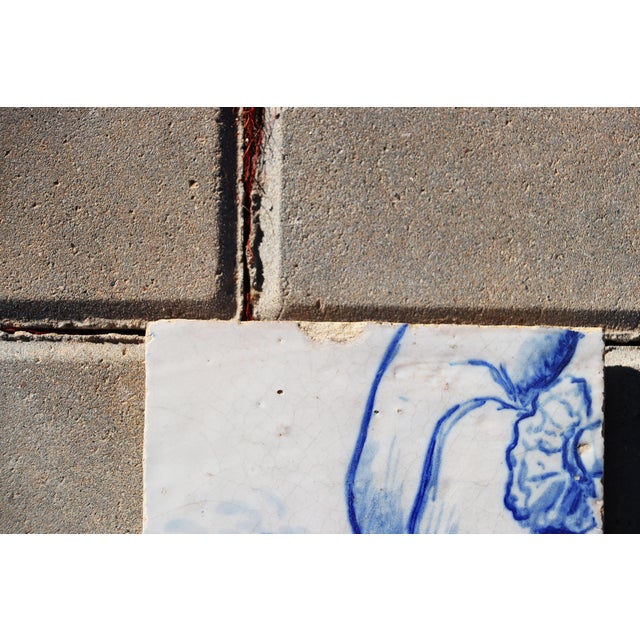 18th Century 18th Century Portuguese Tile Nobleman’s Robe Sleeve Blue & White Antique Hand Painted For Sale - Image 5 of 7