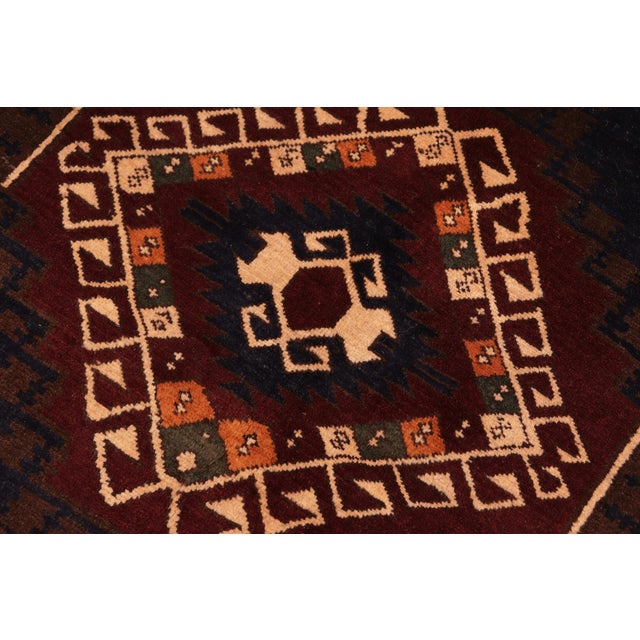 1980s Rustic Tibal 1980's Kargahi Blue/Rust Wool Rug - 6'11'' X 9'11'' For Sale - Image 5 of 10