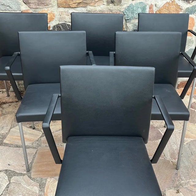 An exceptional set of six “George” cantilever armchairs by Walter Knoll, designed by the acclaimed Austrian design trio...