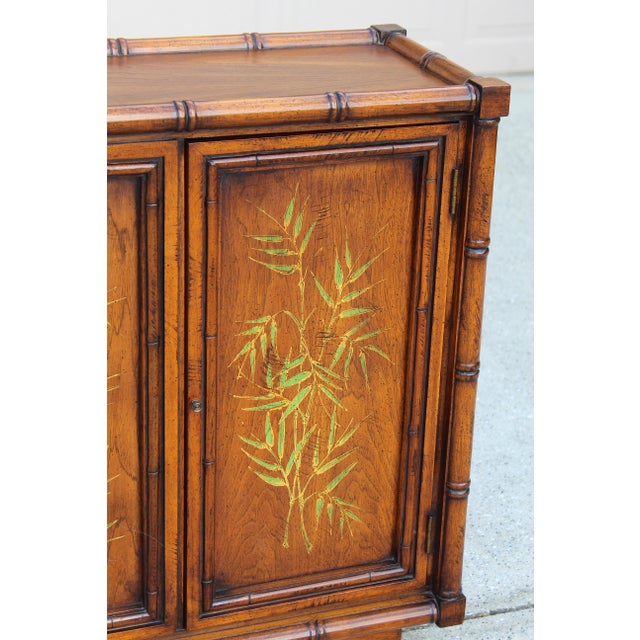 Vintage Brandt Embassy Collection Hollywood Regency Faux Bamboo Credenza Cabinet With Hand-Painted Bamboo Motif – Asian Chinoiserie Sideboard Console For Sale - Image 13 of 18
