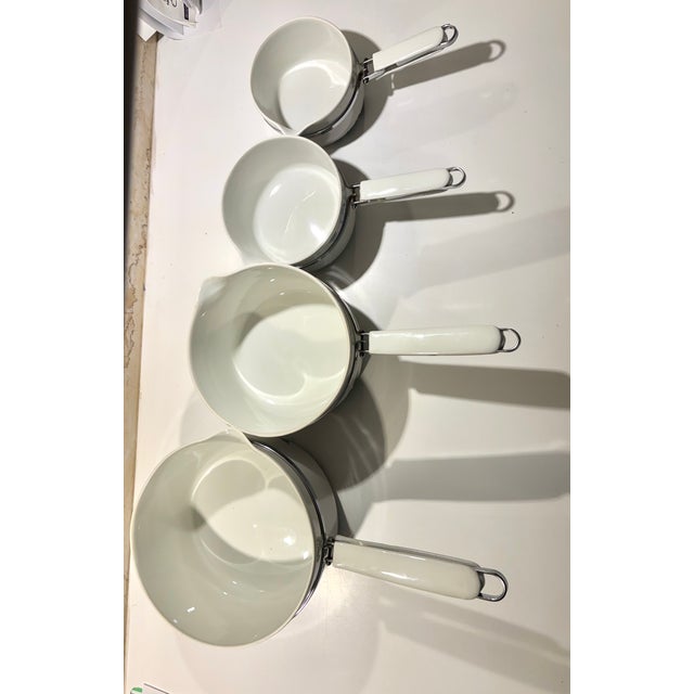 Vintage Limoges Nesting Porcelain & Aluminum Cookware Complete Set of Four – Botanical Berry Motif For Sale - Image 11 of 14