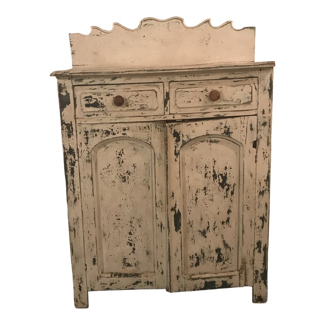 Primitive Farmhouse Two Door Pine Jelly Cupboard Cabinet From