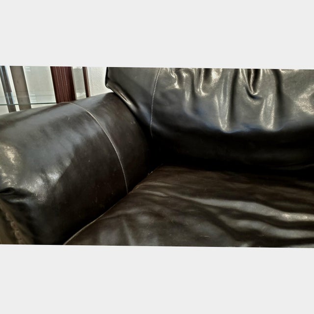 Chocolate Oversized Club Furniture "Devonshire" Low-Profile Chocolate Leather Lounge Chair For Sale - Image 8 of 9