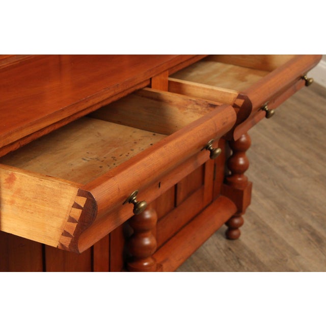 Wood Antique American Empire Large Cherry Stepback Bookcase For Sale - Image 7 of 12