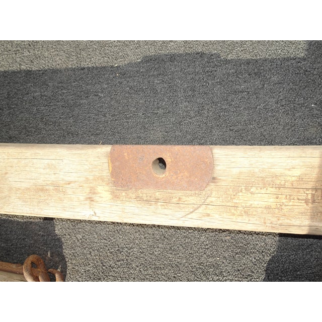 Antique Hand Forged Ox Yoke Primitive Western Farm Tool W Iron Rings Room Decor For Sale - Image 16 of 18