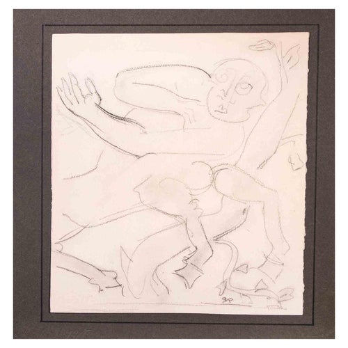 Raymond Veysset, Drawing For Sculpture, Mid-20th Century, Carbon Pencil For Sale