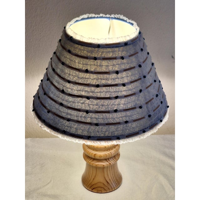 Vintage Table Lamp with Turned Pine Wood Base and Shade by Lamplove, 1970s For Sale - Image 3 of 9