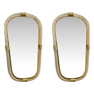 Italian Murano Glass Mirrors with Gold Leaf and Torciglione Design by Simoeng for Simoeng, Set of 2 For Sale
