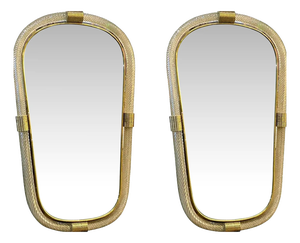 Italian Murano Glass Mirrors with Gold Leaf and Torciglione Design by Simoeng for Simoeng, Set of 2