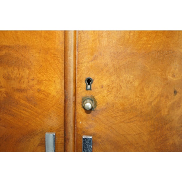 Wood Burr Walnut Double Bank Wardrobe with Mirror from Waring & Gillow, 1932 For Sale - Image 7 of 17