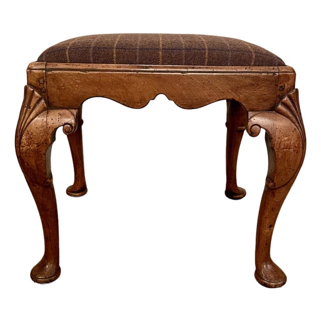 Late 19th C. English Walnut Stool For Sale