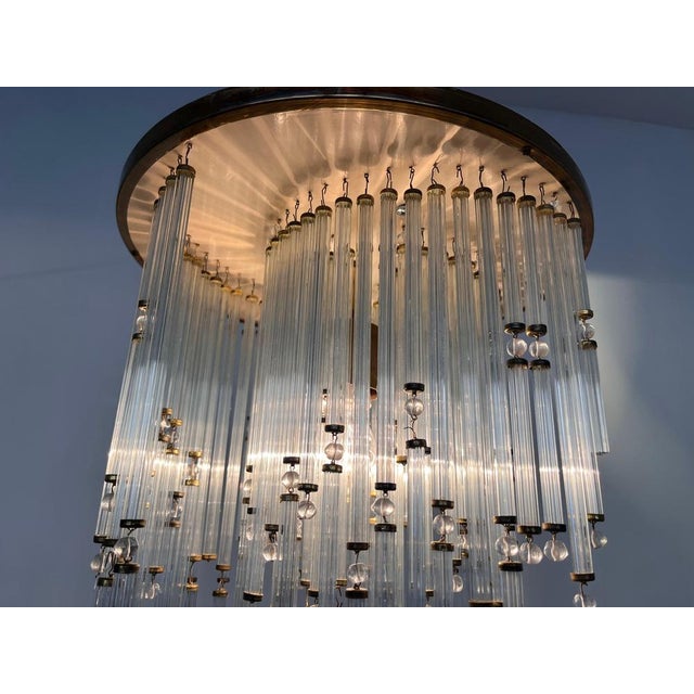Mid-Century Modern Small Mid-Century Glass Chandelier from Kinkeldey, Germany, 1970s For Sale - Image 3 of 9