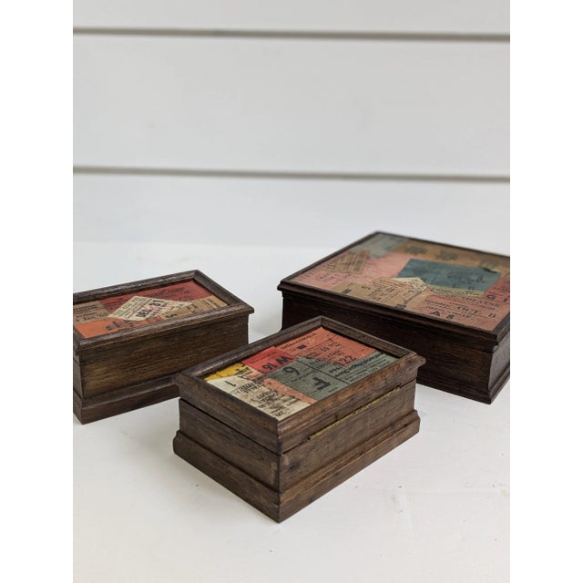 Trio of Farnco Tacchi Italian Ticket Stub Dresser Boxes – Vintage Charm Add a touch of Italian elegance to your space with...