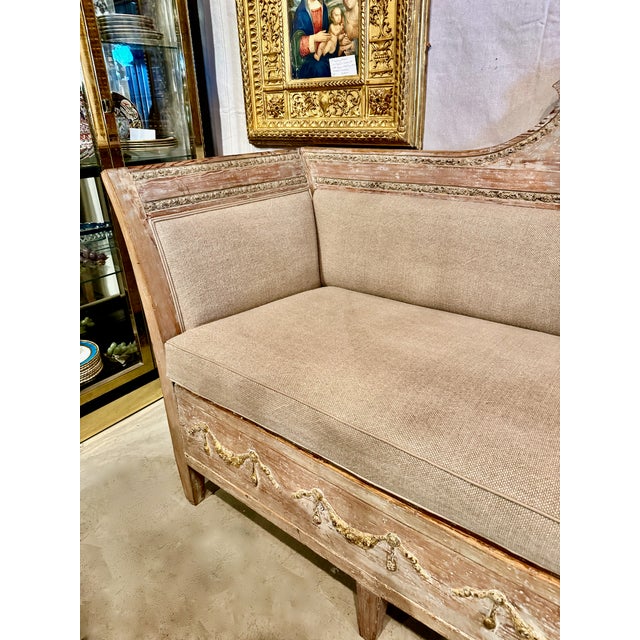 Linen Gustavian Neoclassical Sofa, C. 1800-1810 For Sale - Image 8 of 10