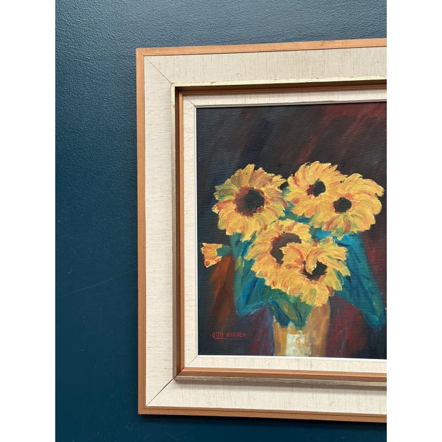 Mid-Century Modern Otto Hansén, Sunflowers, 1950s, Oil on Canvas, Framed For Sale - Image 3 of 18