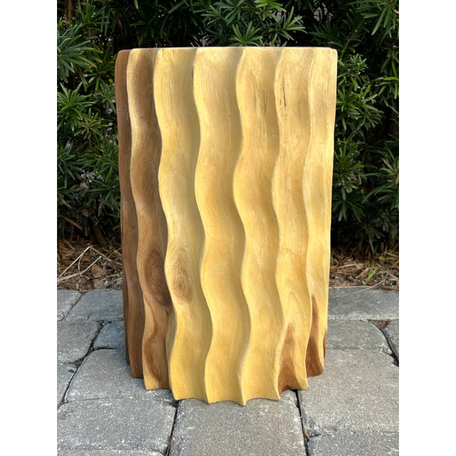 Brown Drum Side Table or Stool in Exotic Suar Wood From Thailand For Sale - Image 8 of 12