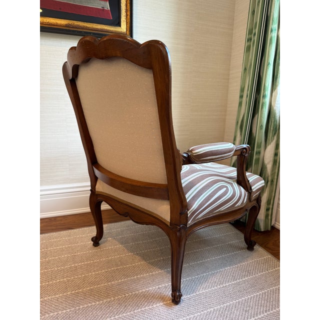 Pair of Exquisite Antique Louis XV Style Bergere Upholstered Arm Chairs For Sale - Image 11 of 16