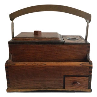 1800s Japanese Letter Box With Inkwell and Handle For Sale