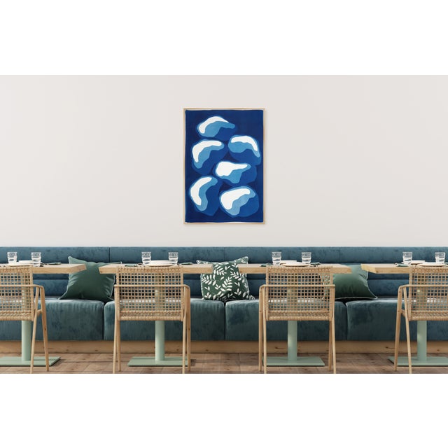 Paper 2026, Abstract Geometric Representation of Pile of Stones, Modern Handmade Monotype Cyanotype on Watercolor Paper For Sale - Image 7 of 8
