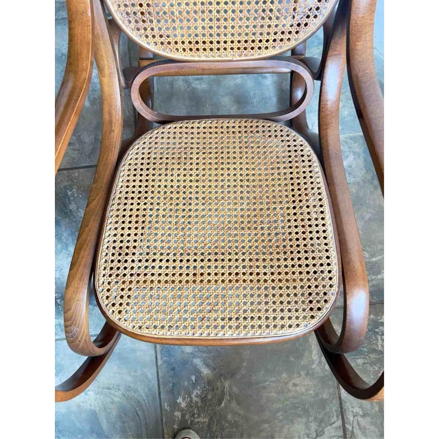 Wood Vintage Rocking Chair in Bent Beech and Vienna Straw in the style of Thonet, 1970s For Sale - Image 7 of 18