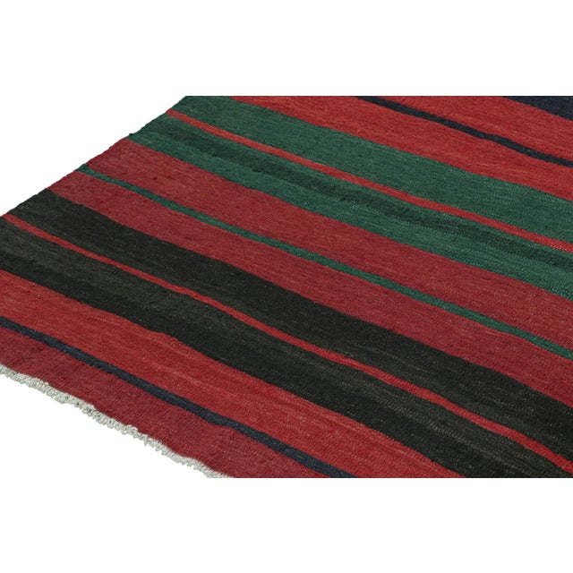 1950s Vintage Karadagh Persian Kilim in Red With Multicolor Stripes by Rug & Kilim For Sale - Image 5 of 7