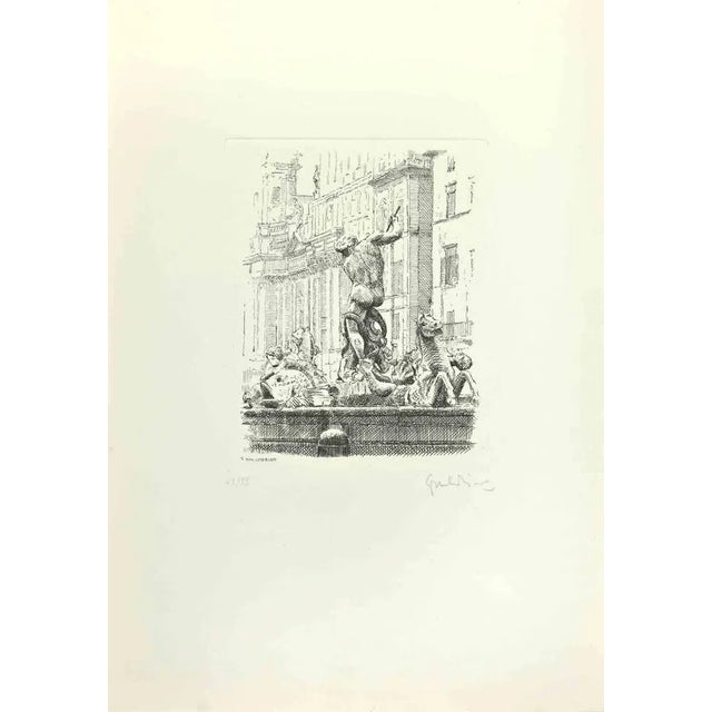 Navona Square is an artwork realized by Giuseppe Malandrino. Print in etching technique. Hand-signed by the artist in...