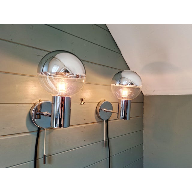 Space Age Wall Sconces in Chromed Metal by Motoko Ishii for Staff Leuchten, 1970, Set of 2 For Sale - Image 10 of 17