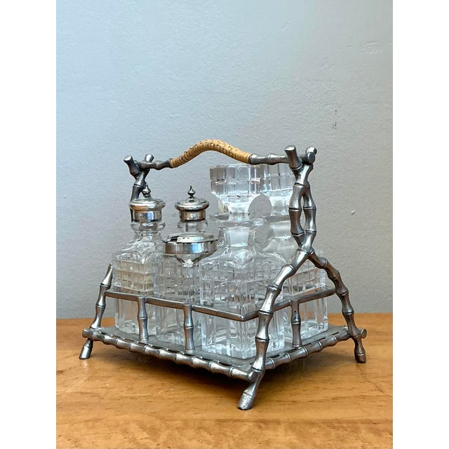 Vintage 19th Century Sheffield Bamboo Plate Cruet Set of 7 For Sale In West Palm - Image 6 of 12