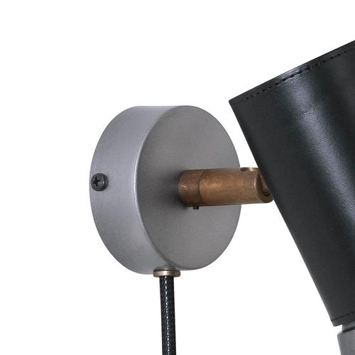 Black Leather and Iron Kusk Wall Lamp by Sabina Grubbeson for Konsthantverk For Sale - Image 4 of 7